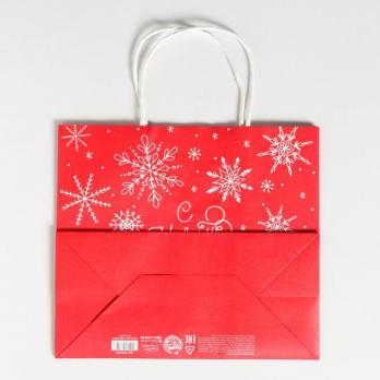Пакет подарочный крафтовый «С Новым годом!», 22 × 25 × 12 см   4903790