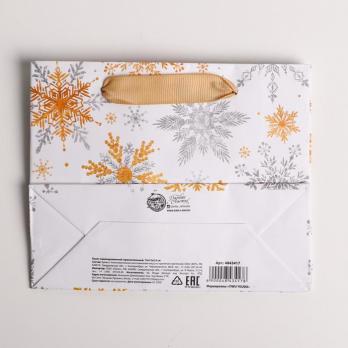 Пакет ламинированный горизонтальный «Волшебные снежинки», S 15 × 12 × 5.5 см   4843417