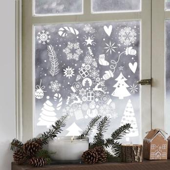 Виниловые наклейки на окна «Зимняя красавица», многоразовые, 70 × 25 см   7856651