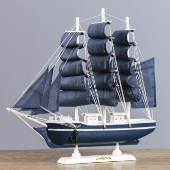 Корабль сувенирный средний «Калева», борта синие с белой полосой, паруса синие, 30х7х32 см 417208
