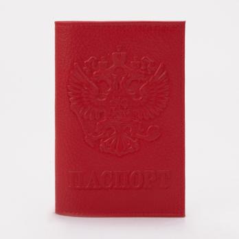 Обложка для паспорта 9,5*0,5*13,5, герб, флотер алый 2735601